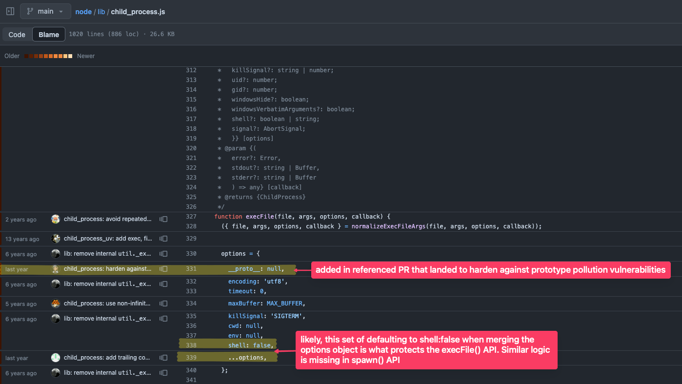 prototype pollution regression in Node.js